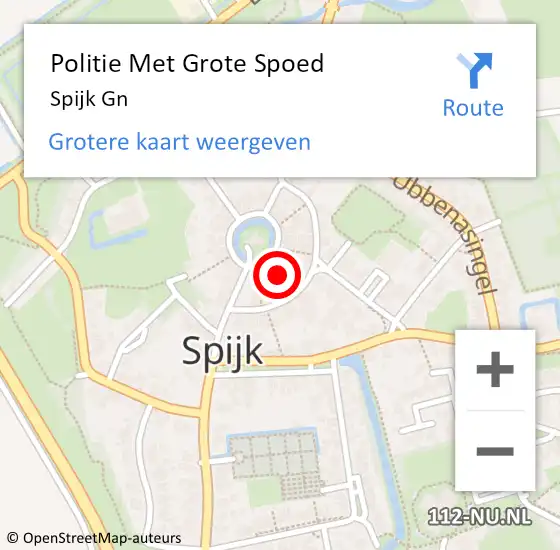 Locatie op kaart van de 112 melding: Politie Met Grote Spoed Naar Spijk Gn op 2 oktober 2024 06:59