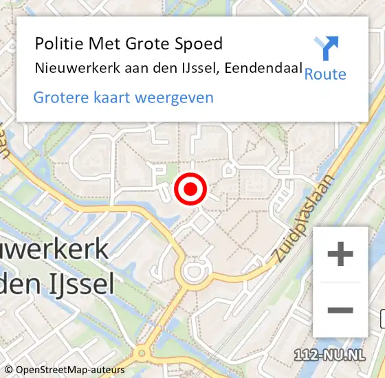 Locatie op kaart van de 112 melding: Politie Met Grote Spoed Naar Nieuwerkerk aan den IJssel, Eendendaal op 2 oktober 2024 07:18