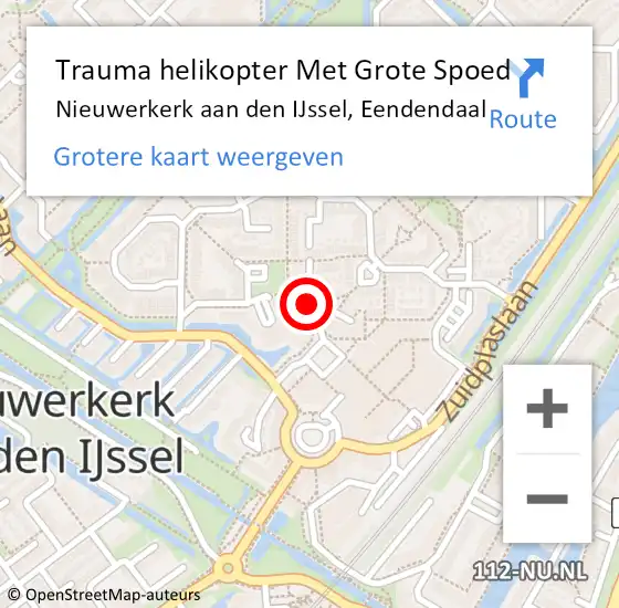 Locatie op kaart van de 112 melding: Trauma helikopter Met Grote Spoed Naar Nieuwerkerk aan den IJssel, Eendendaal op 2 oktober 2024 07:20