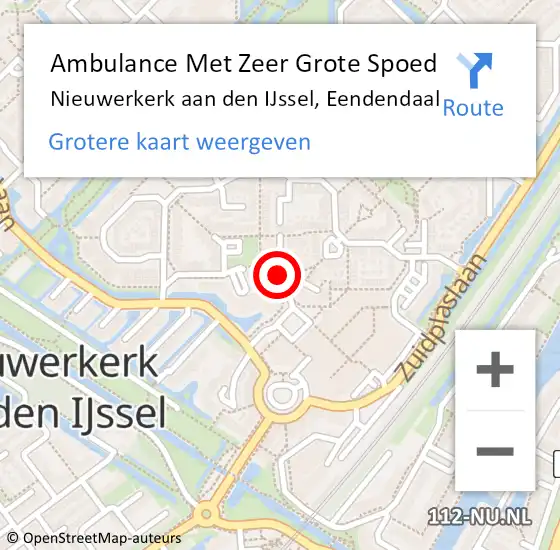 Locatie op kaart van de 112 melding: Ambulance Met Zeer Grote Spoed Naar Nieuwerkerk aan den IJssel, Eendendaal op 2 oktober 2024 07:28