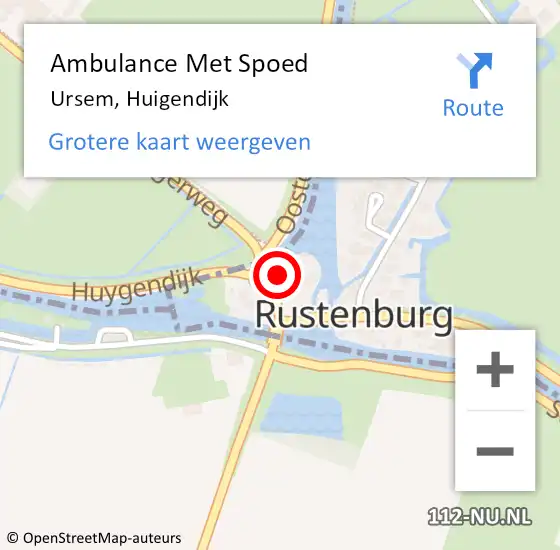 Locatie op kaart van de 112 melding: Ambulance Met Spoed Naar Ursem, Huigendijk op 2 oktober 2024 07:42