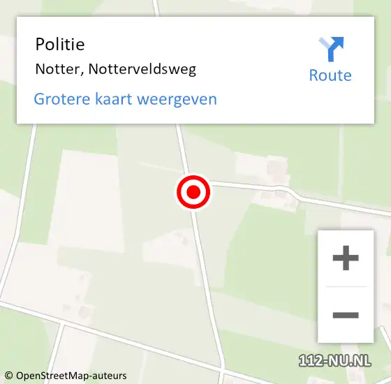 Locatie op kaart van de 112 melding: Politie Notter, Notterveldsweg op 2 oktober 2024 08:11