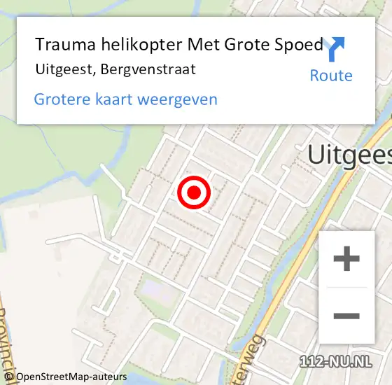 Locatie op kaart van de 112 melding: Trauma helikopter Met Grote Spoed Naar Uitgeest, Bergvenstraat op 2 oktober 2024 08:32