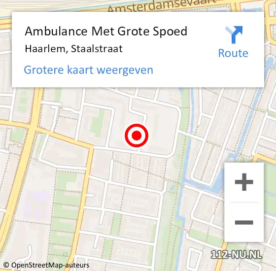 Locatie op kaart van de 112 melding: Ambulance Met Grote Spoed Naar Haarlem, Staalstraat op 2 oktober 2024 08:33