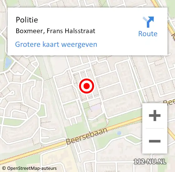 Locatie op kaart van de 112 melding: Politie Boxmeer, Frans Halsstraat op 2 oktober 2024 08:55