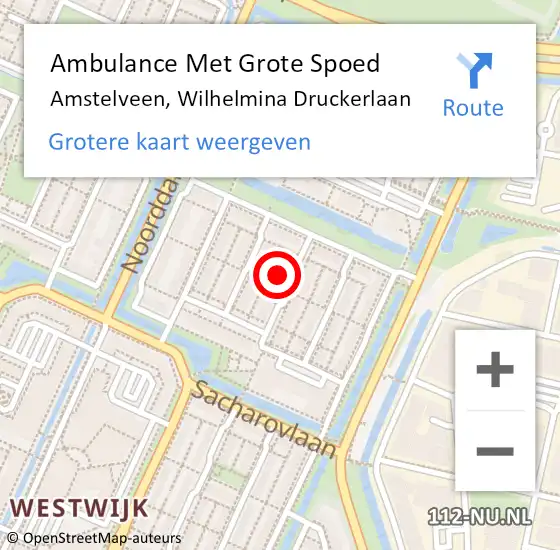 Locatie op kaart van de 112 melding: Ambulance Met Grote Spoed Naar Amstelveen, Wilhelmina Druckerlaan op 2 oktober 2024 09:01