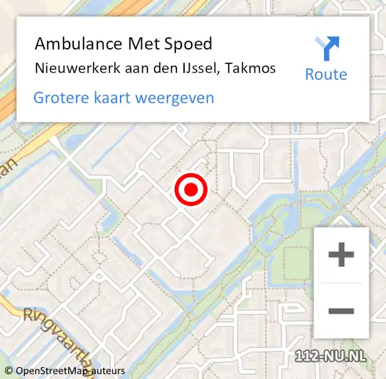 Locatie op kaart van de 112 melding: Ambulance Met Spoed Naar Nieuwerkerk aan den IJssel, Takmos op 2 oktober 2024 09:03