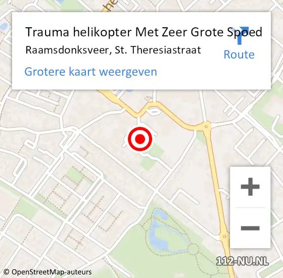 Locatie op kaart van de 112 melding: Trauma helikopter Met Zeer Grote Spoed Naar Raamsdonksveer, St. Theresiastraat op 2 oktober 2024 09:05