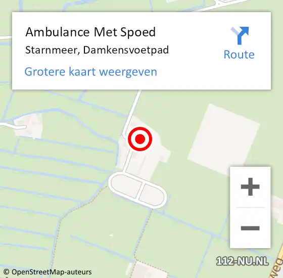 Locatie op kaart van de 112 melding: Ambulance Met Spoed Naar Starnmeer, Damkensvoetpad op 2 oktober 2024 09:26