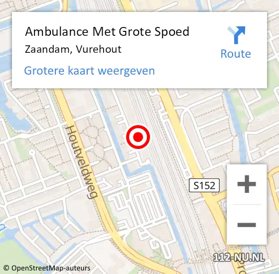 Locatie op kaart van de 112 melding: Ambulance Met Grote Spoed Naar Zaandam, Vurehout op 2 oktober 2024 09:26