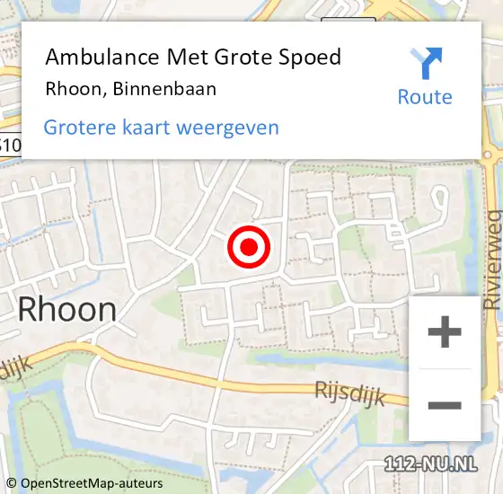 Locatie op kaart van de 112 melding: Ambulance Met Grote Spoed Naar Rhoon, Binnenbaan op 2 oktober 2024 09:59