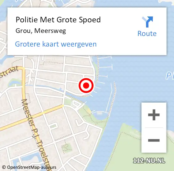 Locatie op kaart van de 112 melding: Politie Met Grote Spoed Naar Grou, Meersweg op 2 oktober 2024 10:11