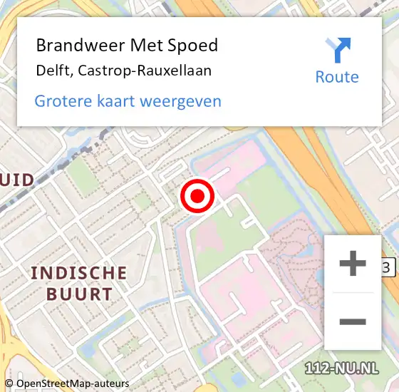 Locatie op kaart van de 112 melding: Brandweer Met Spoed Naar Delft, Castrop-Rauxellaan op 2 oktober 2024 10:11