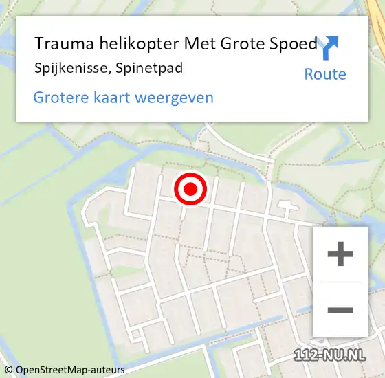 Locatie op kaart van de 112 melding: Trauma helikopter Met Grote Spoed Naar Spijkenisse, Spinetpad op 2 oktober 2024 10:12