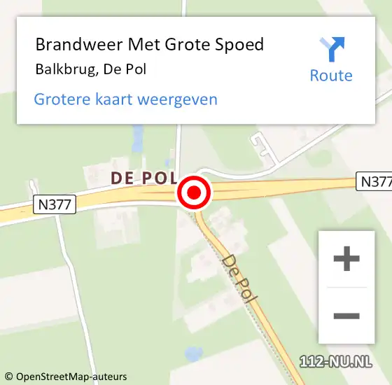 Locatie op kaart van de 112 melding: Brandweer Met Grote Spoed Naar Balkbrug, De Pol op 22 oktober 2014 00:24