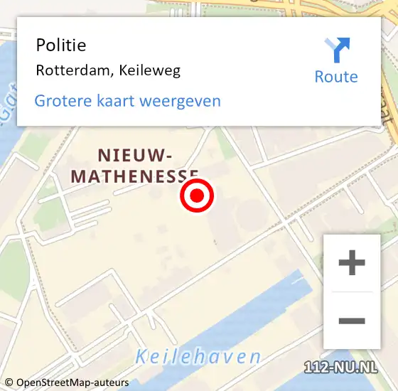 Locatie op kaart van de 112 melding: Politie Rotterdam, Keileweg op 2 oktober 2024 10:30