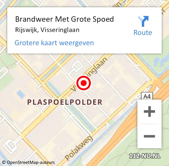 Locatie op kaart van de 112 melding: Brandweer Met Grote Spoed Naar Rijswijk, Visseringlaan op 2 oktober 2024 11:09