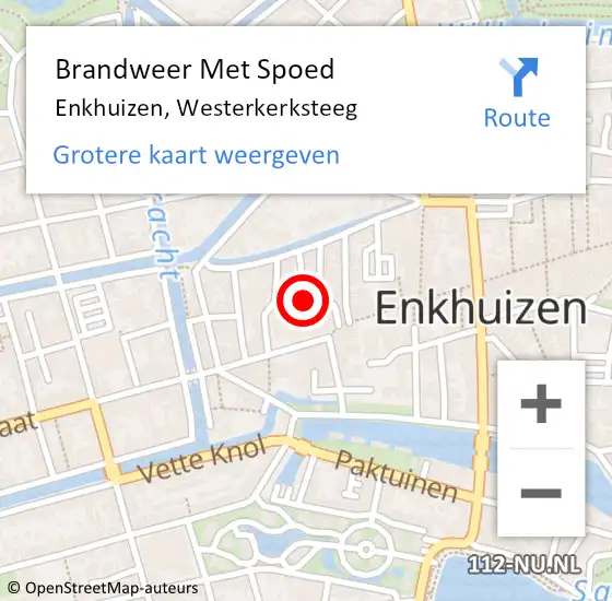 Locatie op kaart van de 112 melding: Brandweer Met Spoed Naar Enkhuizen, Westerkerksteeg op 2 oktober 2024 11:13