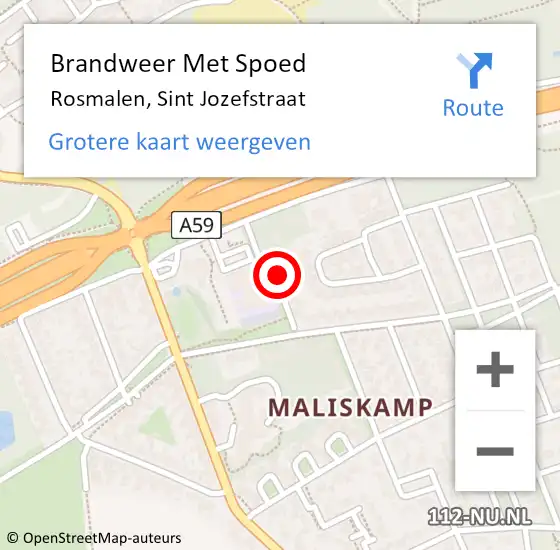 Locatie op kaart van de 112 melding: Brandweer Met Spoed Naar Rosmalen, Sint Jozefstraat op 2 oktober 2024 11:35