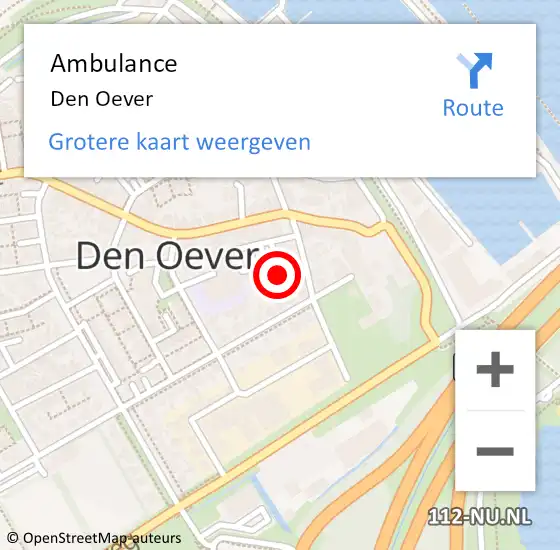 Locatie op kaart van de 112 melding: Ambulance Den Oever op 2 oktober 2024 11:57