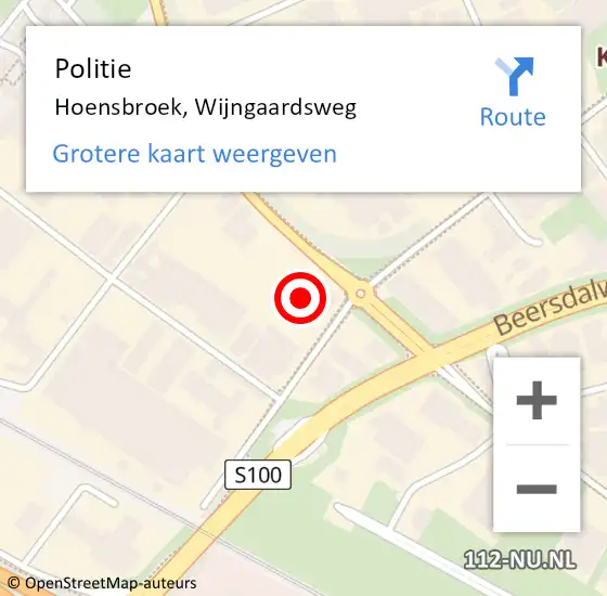 Locatie op kaart van de 112 melding: Politie Hoensbroek, Wijngaardsweg op 2 oktober 2024 12:23