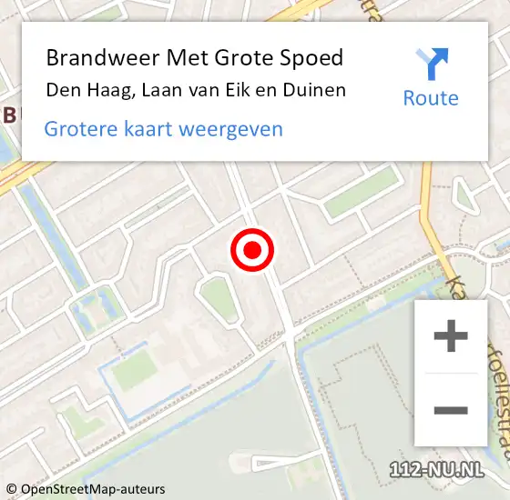 Locatie op kaart van de 112 melding: Brandweer Met Grote Spoed Naar Den Haag, Laan van Eik en Duinen op 2 oktober 2024 12:26