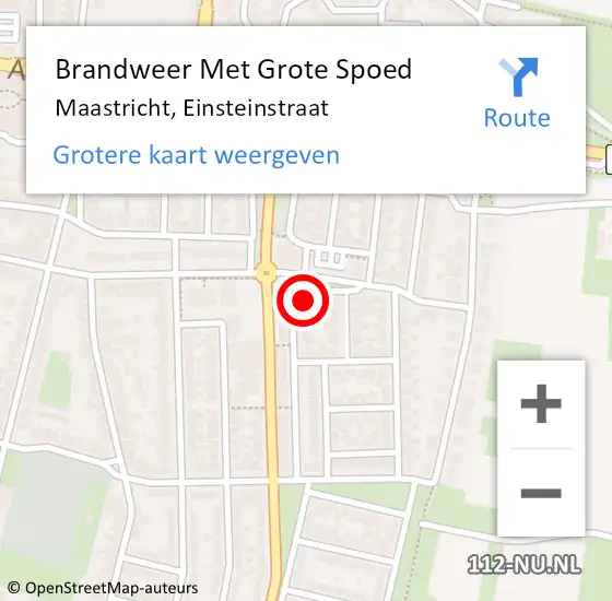 Locatie op kaart van de 112 melding: Brandweer Met Grote Spoed Naar Maastricht, Einsteinstraat op 2 oktober 2024 12:33