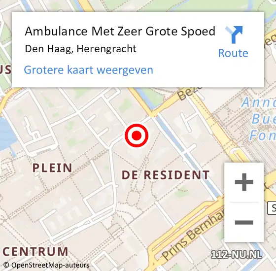 Locatie op kaart van de 112 melding: Ambulance Met Zeer Grote Spoed Naar Den Haag, Herengracht op 2 oktober 2024 12:38