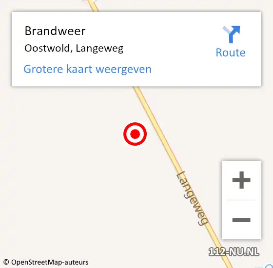 Locatie op kaart van de 112 melding: Brandweer Oostwold, Langeweg op 2 oktober 2024 12:51