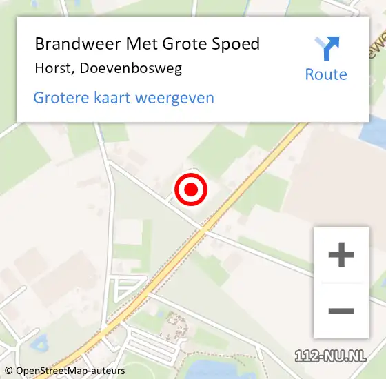 Locatie op kaart van de 112 melding: Brandweer Met Grote Spoed Naar Horst, Doevenbosweg op 2 oktober 2024 13:14