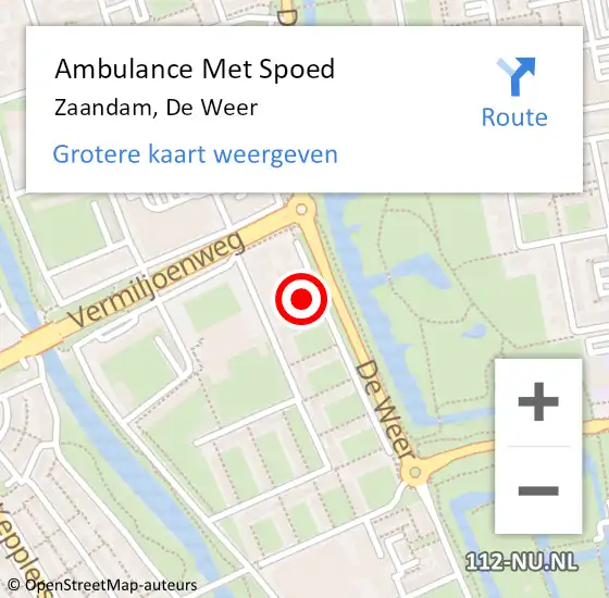 Locatie op kaart van de 112 melding: Ambulance Met Spoed Naar Zaandam, De Weer op 2 oktober 2024 13:22