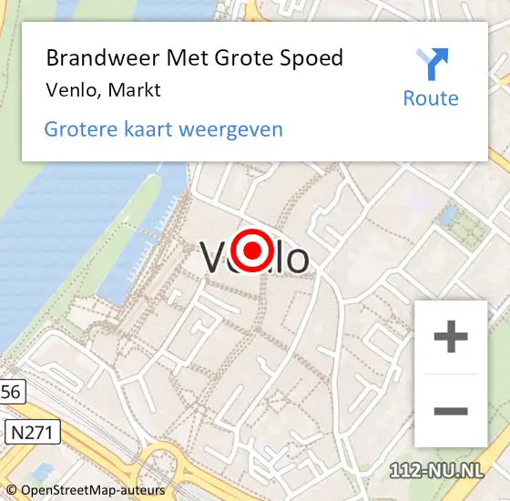 Locatie op kaart van de 112 melding: Brandweer Met Grote Spoed Naar Venlo, Markt op 2 oktober 2024 13:23