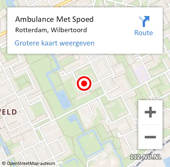 Locatie op kaart van de 112 melding: Ambulance Met Spoed Naar Rotterdam, Wilbertoord op 2 oktober 2024 13:23