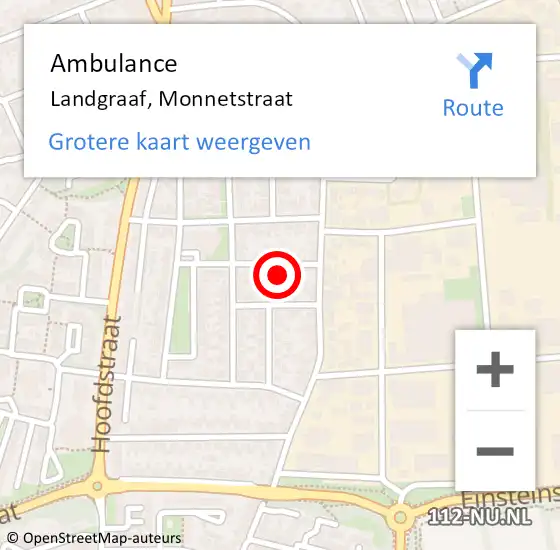 Locatie op kaart van de 112 melding: Ambulance Landgraaf, Monnetstraat op 22 oktober 2014 01:22