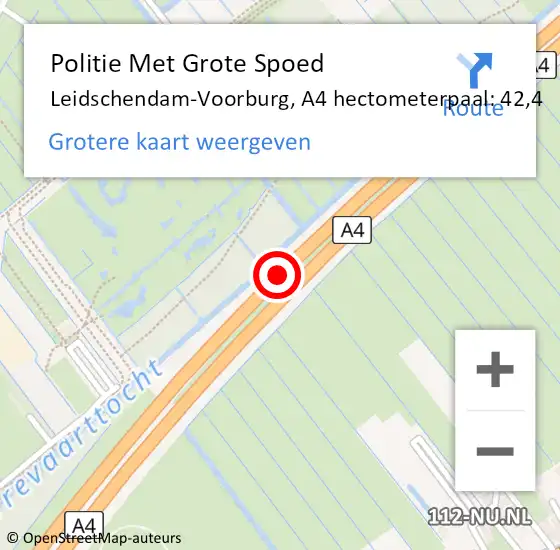 Locatie op kaart van de 112 melding: Politie Met Grote Spoed Naar Leidschendam-Voorburg, A4 hectometerpaal: 42,4 op 2 oktober 2024 13:57