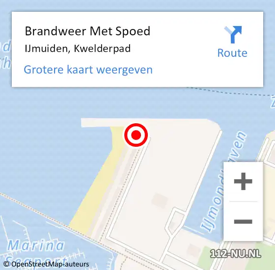 Locatie op kaart van de 112 melding: Brandweer Met Spoed Naar IJmuiden, Kwelderpad op 2 oktober 2024 13:58