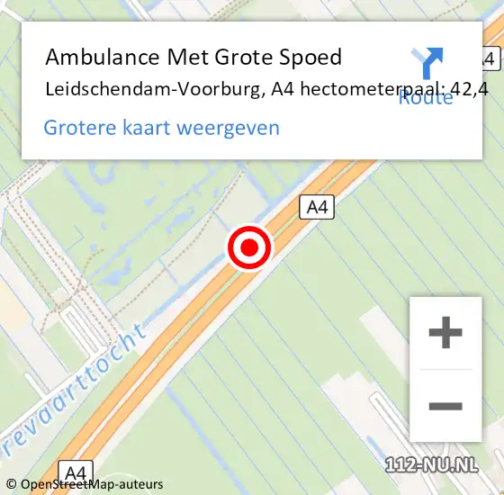 Locatie op kaart van de 112 melding: Ambulance Met Grote Spoed Naar Leidschendam-Voorburg, A4 hectometerpaal: 42,4 op 2 oktober 2024 14:00