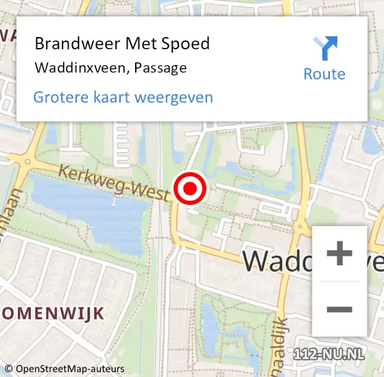 Locatie op kaart van de 112 melding: Brandweer Met Spoed Naar Waddinxveen, Passage op 22 oktober 2014 01:23