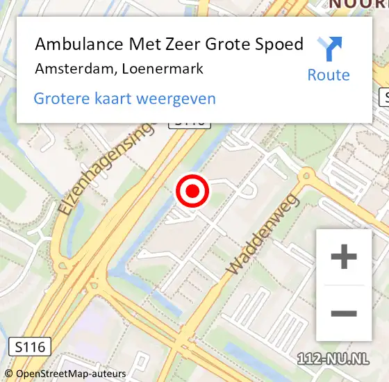 Locatie op kaart van de 112 melding: Ambulance Met Zeer Grote Spoed Naar Amsterdam, Loenermark op 2 oktober 2024 14:07