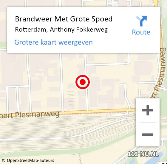 Locatie op kaart van de 112 melding: Brandweer Met Grote Spoed Naar Rotterdam, Anthony Fokkerweg op 2 oktober 2024 14:09