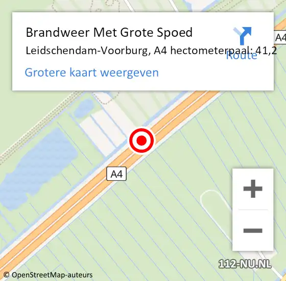 Locatie op kaart van de 112 melding: Brandweer Met Grote Spoed Naar Leidschendam-Voorburg, A4 hectometerpaal: 41,2 op 2 oktober 2024 14:12