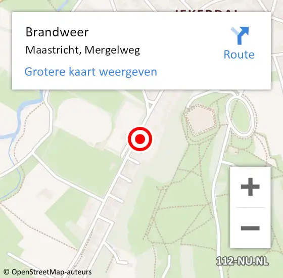 Locatie op kaart van de 112 melding: Brandweer Maastricht, Mergelweg op 2 oktober 2024 14:20