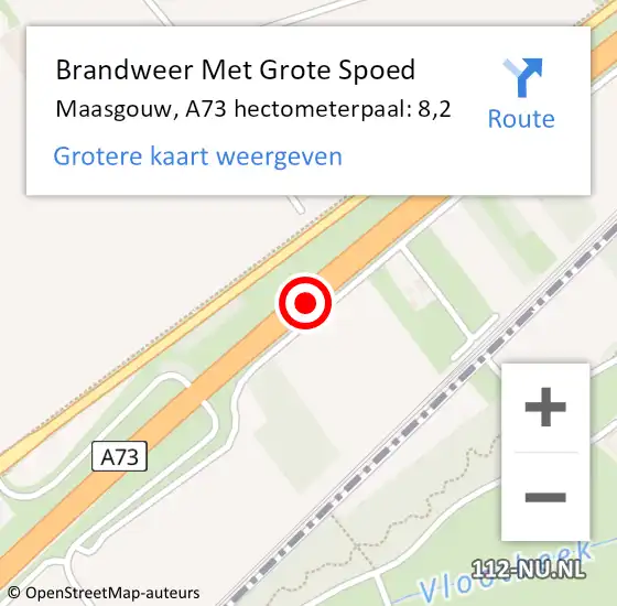 Locatie op kaart van de 112 melding: Brandweer Met Grote Spoed Naar Maasgouw, A73 hectometerpaal: 8,2 op 2 oktober 2024 14:42