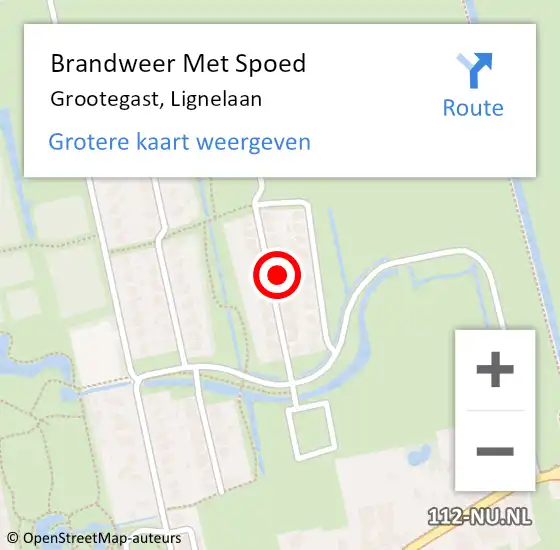 Locatie op kaart van de 112 melding: Brandweer Met Spoed Naar Grootegast, Lignelaan op 2 oktober 2024 15:08