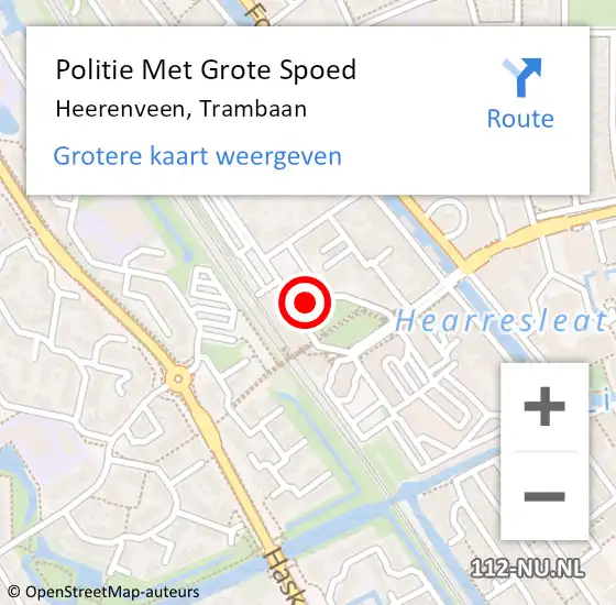 Locatie op kaart van de 112 melding: Politie Met Grote Spoed Naar Heerenveen, Trambaan op 2 oktober 2024 15:16