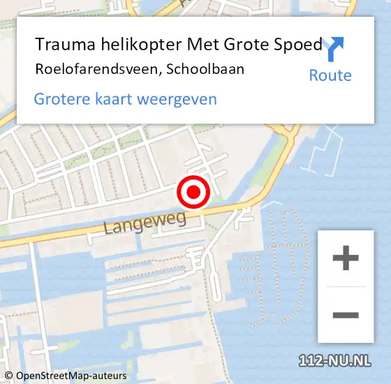 Locatie op kaart van de 112 melding: Trauma helikopter Met Grote Spoed Naar Roelofarendsveen, Schoolbaan op 2 oktober 2024 15:19