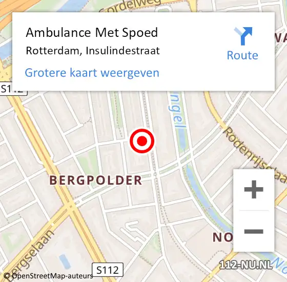 Locatie op kaart van de 112 melding: Ambulance Met Spoed Naar Rotterdam, Insulindestraat op 2 oktober 2024 15:23