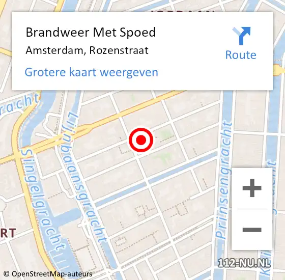 Locatie op kaart van de 112 melding: Brandweer Met Spoed Naar Amsterdam, Rozenstraat op 2 oktober 2024 15:45