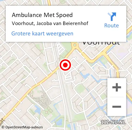 Locatie op kaart van de 112 melding: Ambulance Met Spoed Naar Voorhout, Jacoba van Beierenhof op 2 oktober 2024 15:48