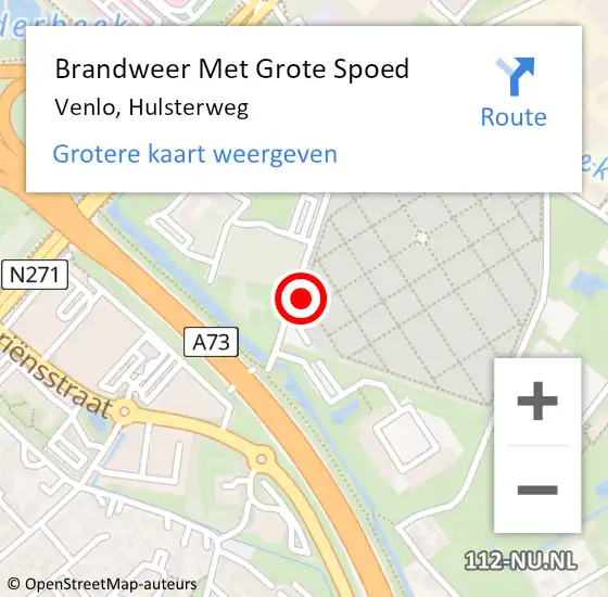 Locatie op kaart van de 112 melding: Brandweer Met Grote Spoed Naar Venlo, Hulsterweg op 2 oktober 2024 15:51